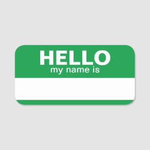Porte-nom Bonjour mon nom est - Vert - Info de contact profe