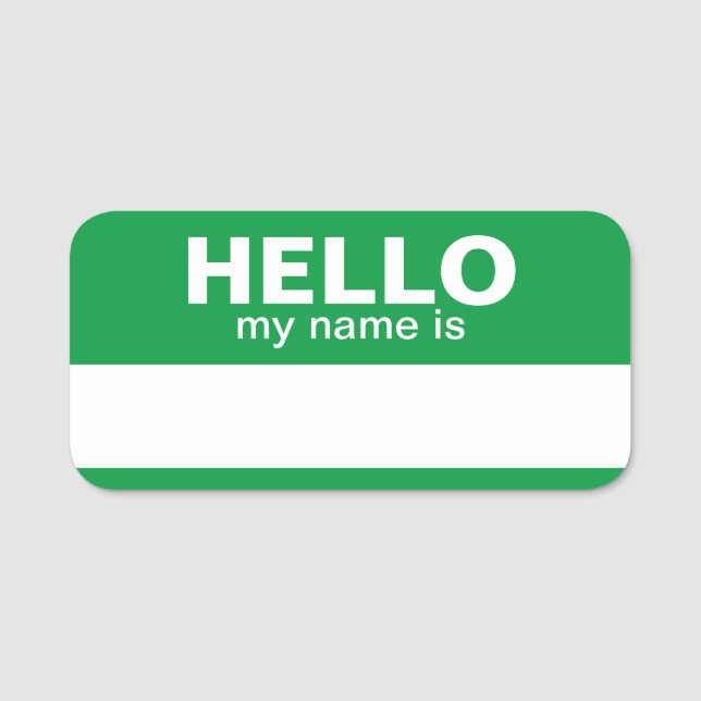 Porte-nom Bonjour mon nom est - Vert - Info de contact profe (Devant)