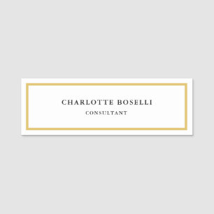 Porte-nom Bordures couleur or Blanc minimaliste professionne