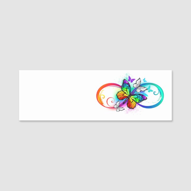 Porte-nom Bright infinity with rainbow butterfly (Devant)