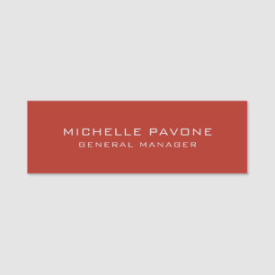 Porte-nom Brique Rouge et Gris Simple Élégant Professionnel