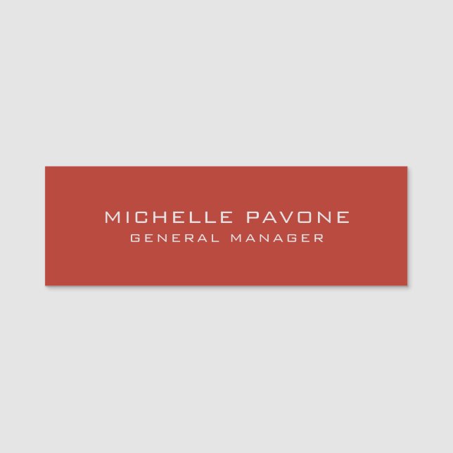 Porte-nom Brique Rouge et Gris Simple Élégant Professionnel (Devant)