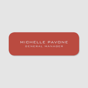 Porte-nom Brique Rouge & Gris Simple Élégant Professionnel