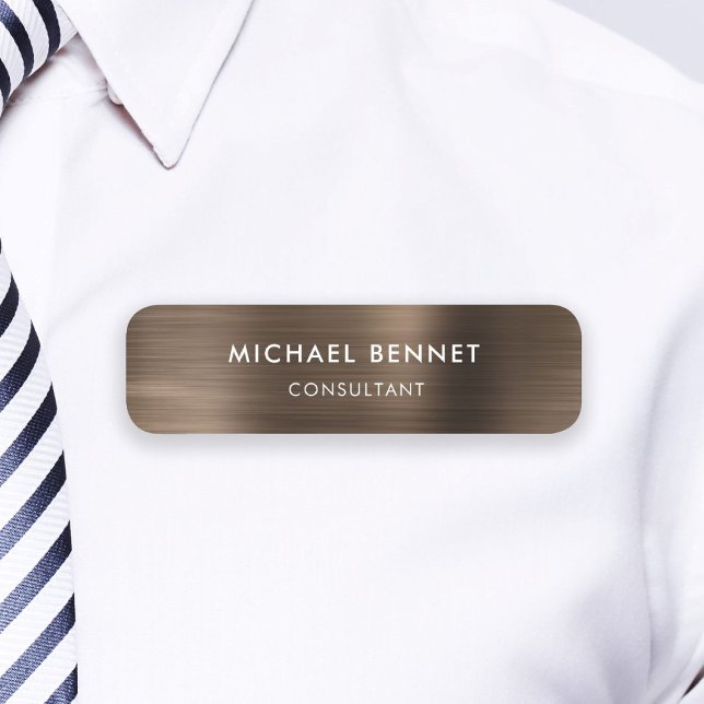 Porte-nom Bronze Brown Metallic Professional (Bronze Brown Metallic Professional Business Name Tag)