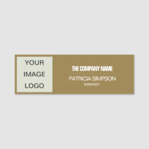 Porte-nom Brown doré personnalisable : Nom du logo de l'entr