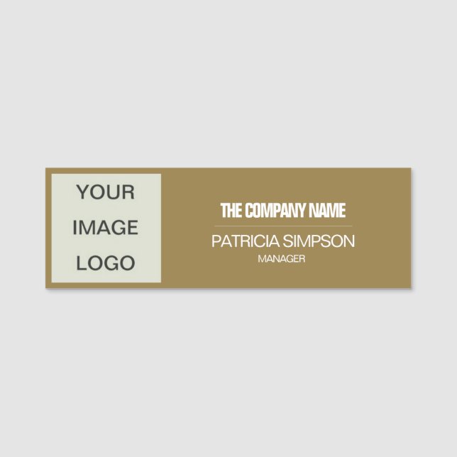Porte-nom Brown doré personnalisable : Nom du logo de l'entr (Devant)