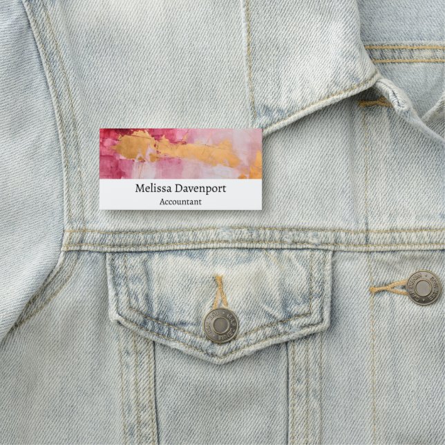 Porte-nom Brush artistique touche or et rose (En situation)