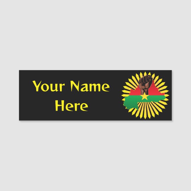 Porte-nom Burkina Faso Carte, drapeau et première révolution (Devant)