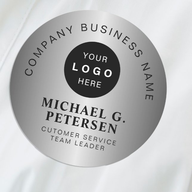 Porte-nom Business logo  faux silver company employee (Créateur téléchargé)