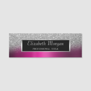 Porte-nom Cadre en argent, Parties scintillant ombre violet