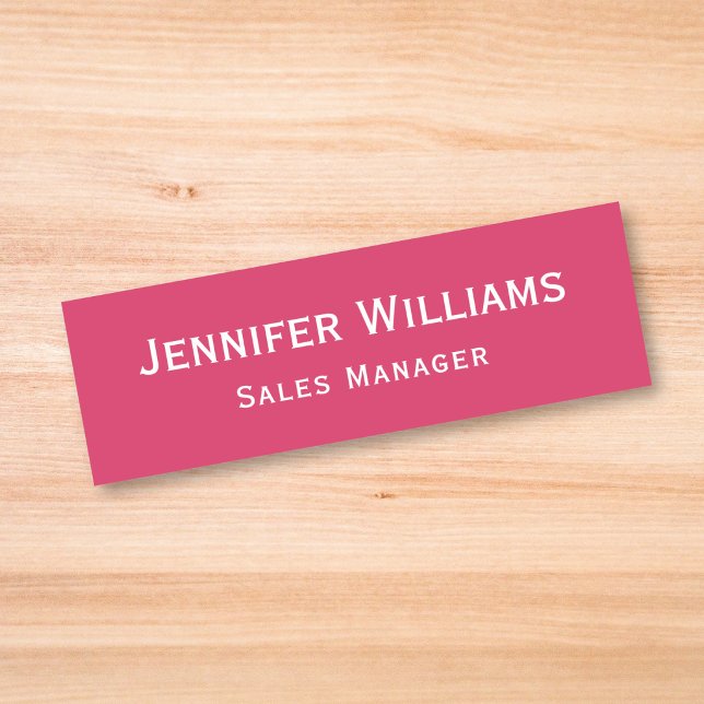 Porte-nom Cadre supérieur des affaires Rose foncé moderne pr (Modern Dark Pink Professional Business Executive Name Tag)