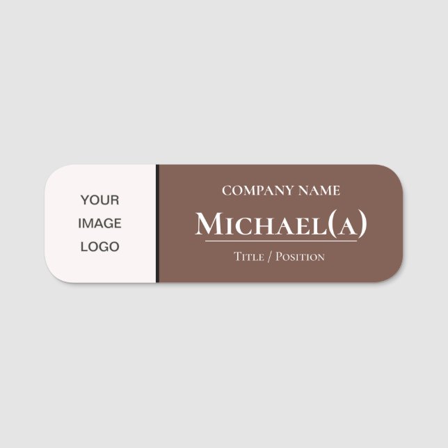 Porte-nom Café Brown & blanc : Moderne Élégant LOGO D'Affair (Devant)
