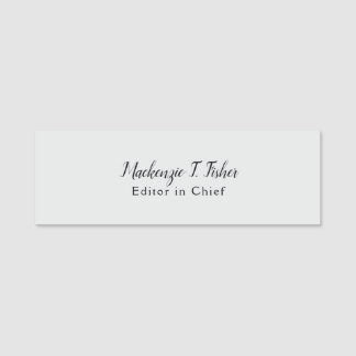 Porte-nom Calligraphie classique Élégante Plaque Gris simple
