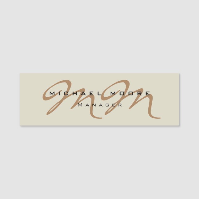 Porte-nom Calligraphie classique Monogramme Pastel Couleur (Devant)