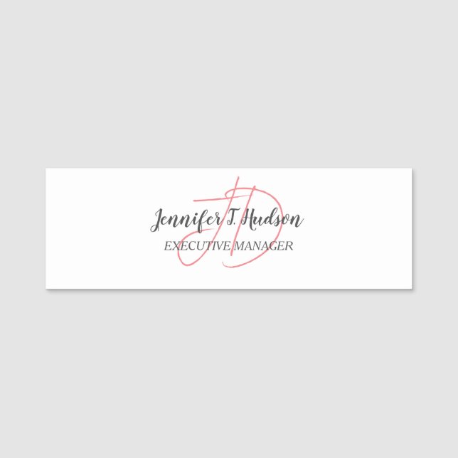 Porte-nom Calligraphie classique tendance monogramme (Devant)