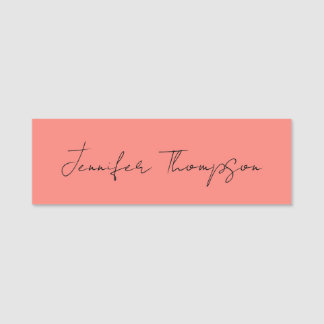Porte-nom Calligraphie Elégant Coral rose Plaine Nom simple