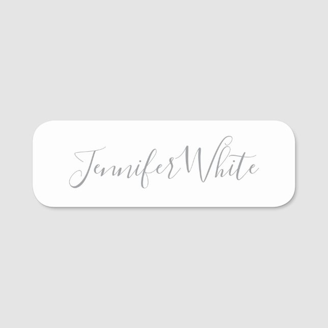 Porte-nom Calligraphie Élégant Gris rétro Gris Blanc Nom (Devant)