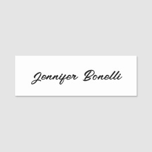 Porte-nom Calligraphie Élégant Noir Blanc Simple Nom