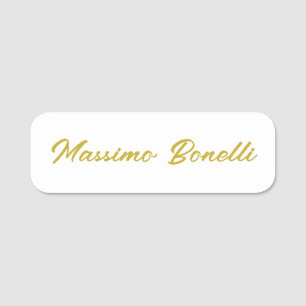 Porte-nom Calligraphie Élégant Or Blanc Simple Nom