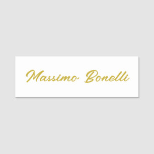 Porte-nom Calligraphie Élégant Or Blanc Simple Nom