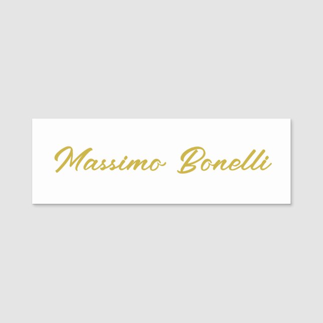 Porte-nom Calligraphie Élégant Or Blanc Simple Nom (Devant)
