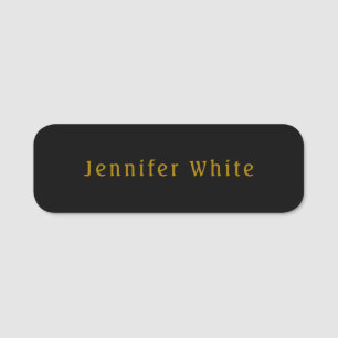 Porte-nom Calligraphie Elegant Retro Gold & Black Nom