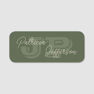 Porte-nom Calligraphie manuscrite monogramme jaune moutarde