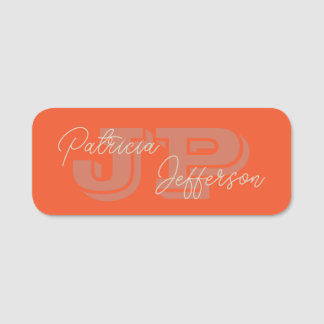Porte-nom Calligraphie manuscrite : Orange Unique Monogrammé