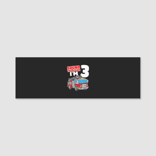Porte-nom Camion d'incendie 3 ans pompier 3e anniversaire (Devant)