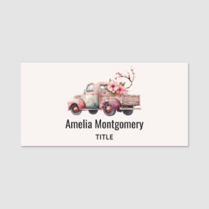 Porte-nom Camion Vintage rose