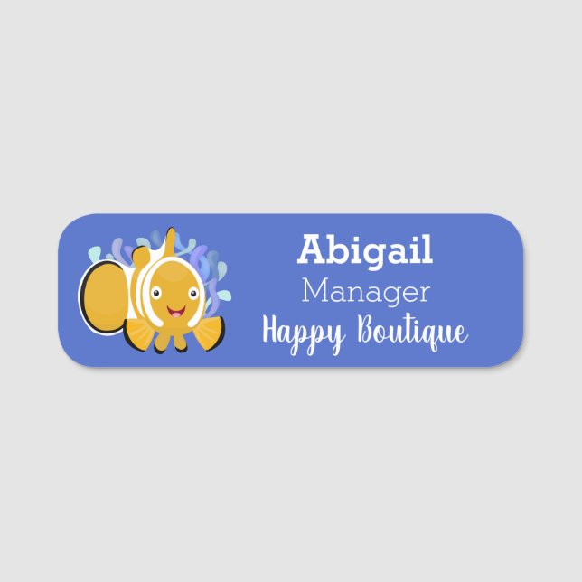 Porte-nom Caricature d'anénome de poisson clown joli (Devant)