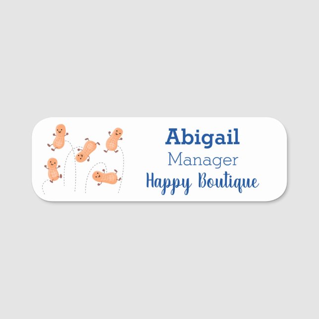 Porte-nom Caricature de cacahuètes joyeux sautillant (Devant)