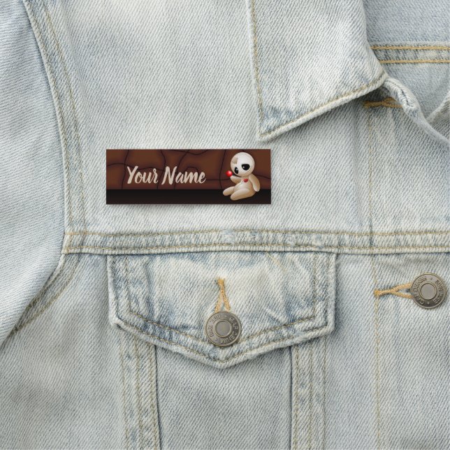 Porte-nom Caricature de poupée vaudou en amour (En situation)
