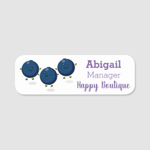 Porte-nom Caricature mignonne de bleuets violets