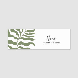 Porte-nom Carte de branding élégante à feuille verte sauge