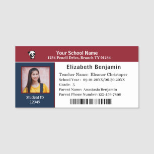Porte-nom Carte d'identité de fille de l'école pour enfant