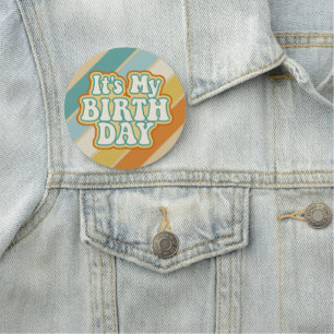 Porte-nom C'est mon anniversaire - Retro Stripe Couleurs du