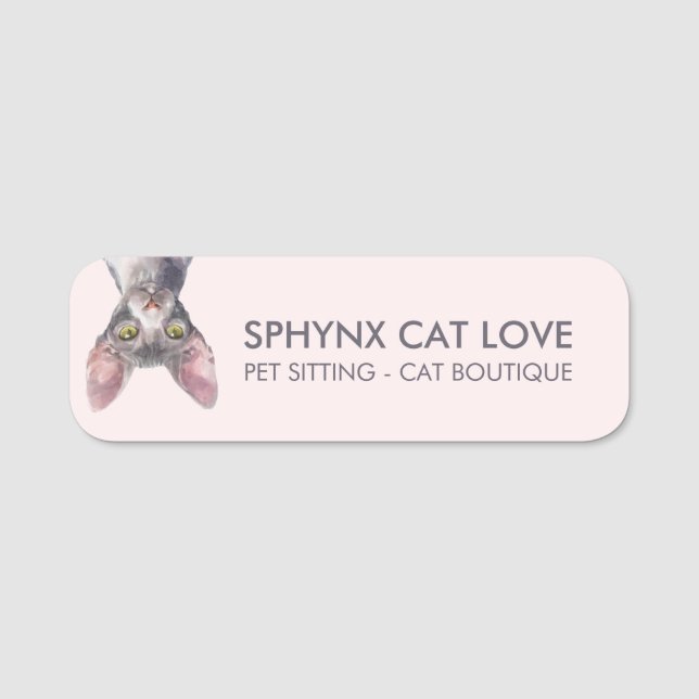 Porte-nom Chat Sphynx Canadien Rose Élégant (Devant)