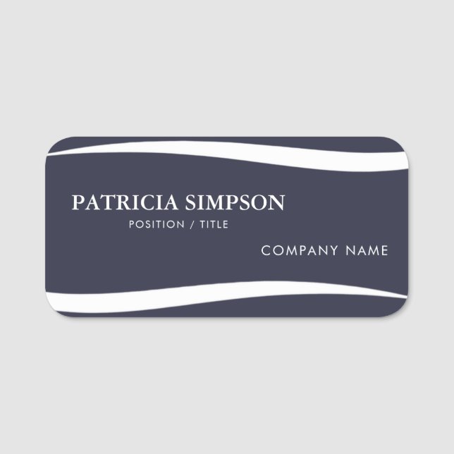 Porte-nom Chic Indigo Bleu foncé Blanc : Élégance profession (Devant)
