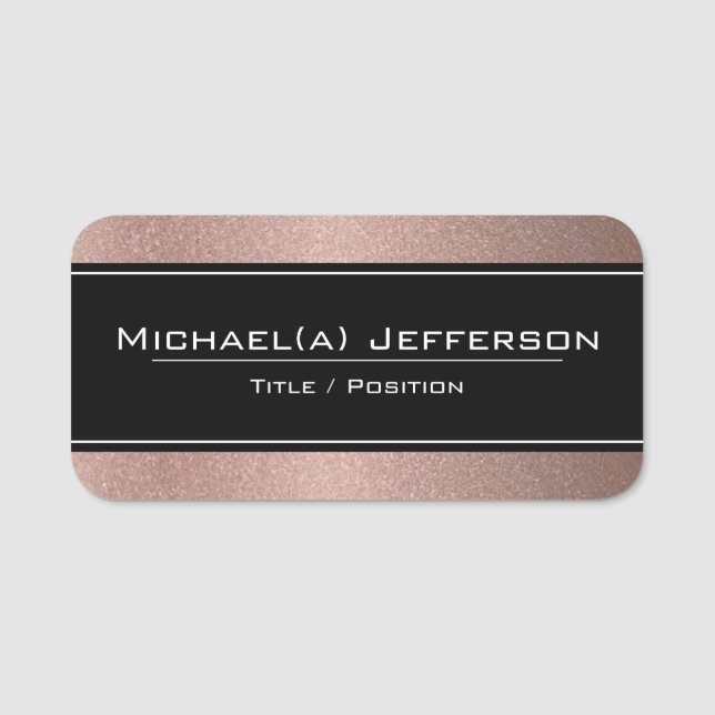 Porte-nom Chic Noir Moderne Sur Parties scintillant Luxueuse (Devant)