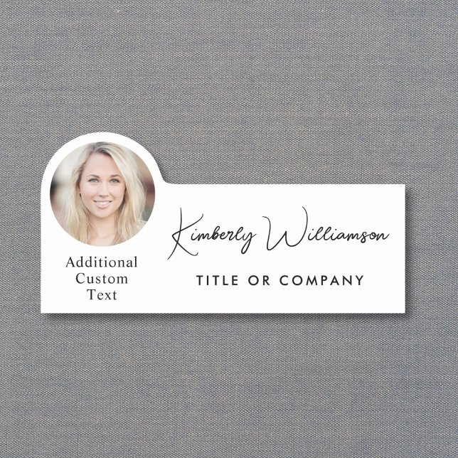 Porte-nom Chic Script Professional Photo (Chic Script Professional Photo Name Tag)