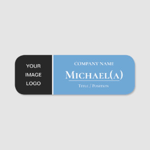 Porte-nom Chic Sky Light Bleu & Noir : Elégant LOGO D'Affair