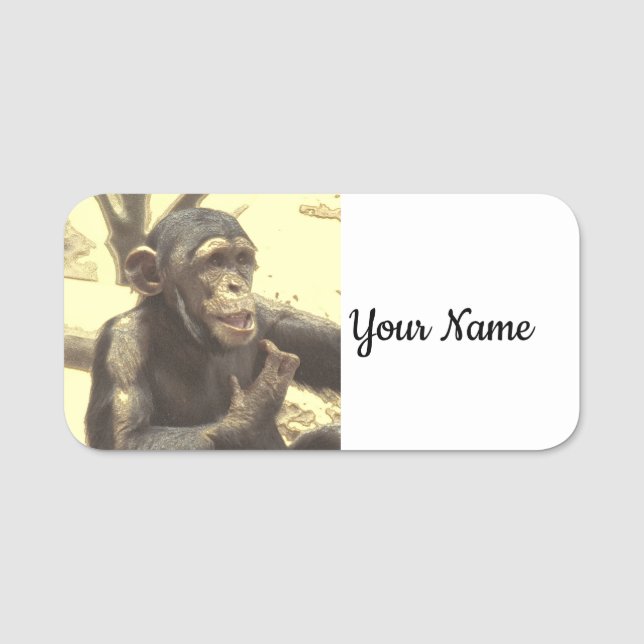Porte-nom Chimp métallique (Devant)