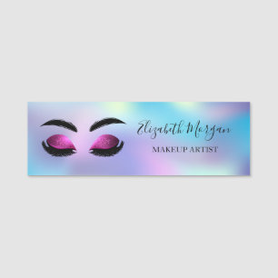 Porte-nom Cils Faux Pailletés, Maquilleur Holographique