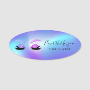 Porte-nom Cils Faux Pailletés Ombrés Holographiques