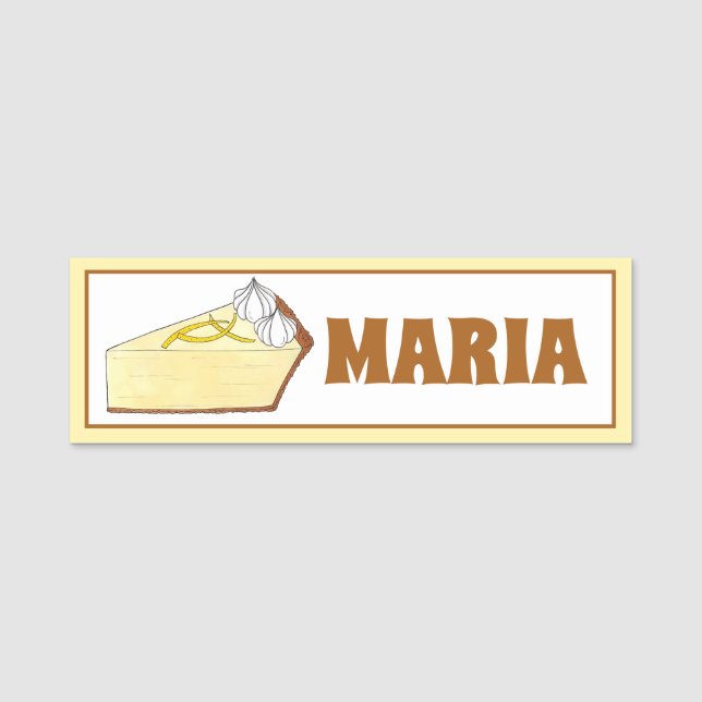 Porte-nom Citron Chiffon Pie Slice Diner Restaurant Boulange (Devant)
