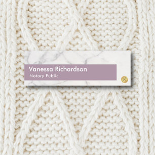 Porte-nom Clair Dusty violet et marbre gris sur mesure Notai