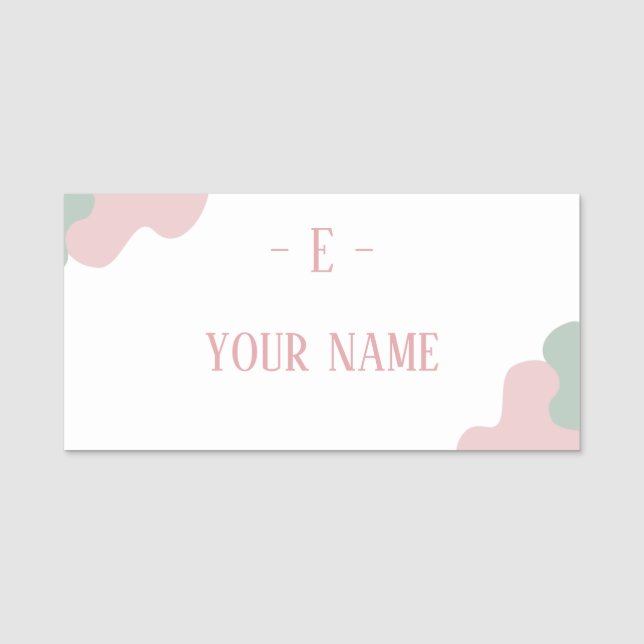 Porte-nom clair pastel personnalisé rose simple (Devant)