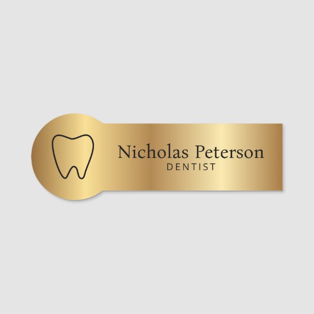 Porte-nom Clinique dentaire dentaire dentaire moderne en or  (Devant)