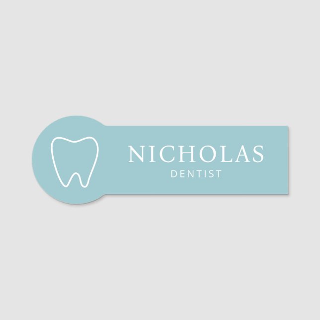 Porte-nom Clinique dentaire dentaire simple bleu dentiste (Devant)